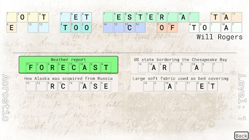 Acrostic ekran görüntüsü