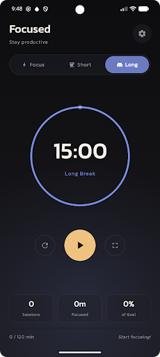 Focused - Pomodoro Timer ekran görüntüsü