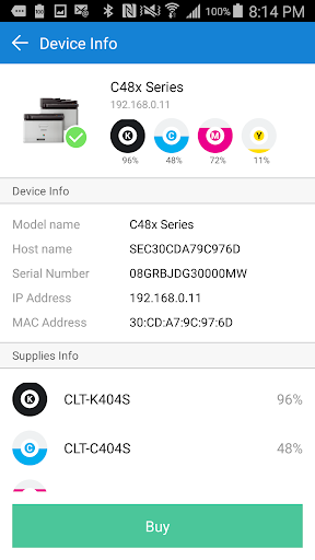 Samsung Mobile Print ekran görüntüsü