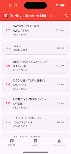 Türkiye Depremleri ekran görüntüsü