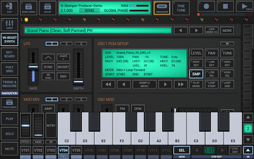 G-Stomper Producer Demo: DAW ekran görüntüsü