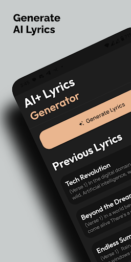 AI Lyrics Generator: Writer AI ekran görüntüsü