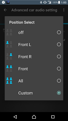 Advanced car audio setting ekran görüntüsü