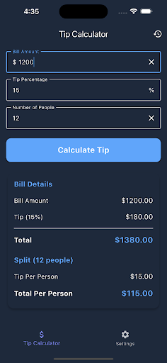 Tip Calculator ekran görüntüsü