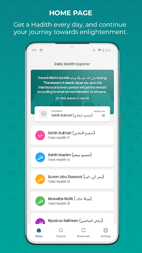 Daily Hadith Explorer ekran görüntüsü