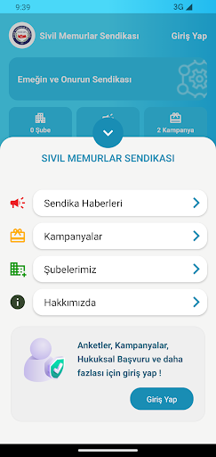 Sivil Memurlar Sendikası ekran görüntüsü