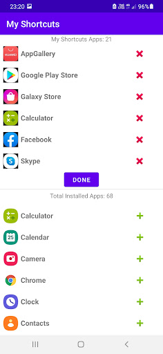 My Shortcuts widget ekran görüntüsü