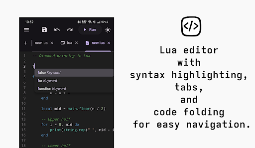 Lua ide & interpreter offline ekran görüntüsü