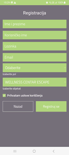 Wellness centar Escape ekran görüntüsü