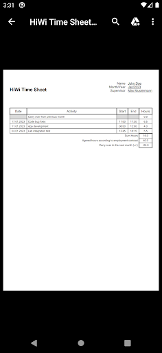 Time Sheet Creator ekran görüntüsü