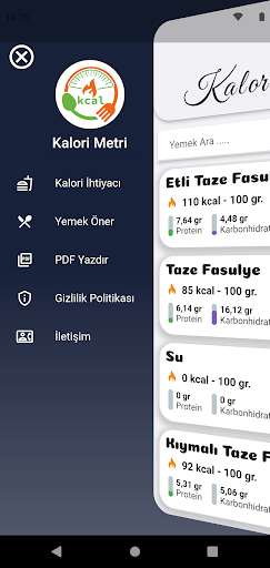 Kalorimetri ekran görüntüsü