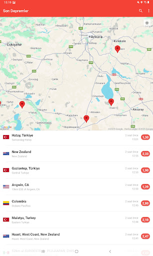 Deprem Uyarılarım ekran görüntüsü