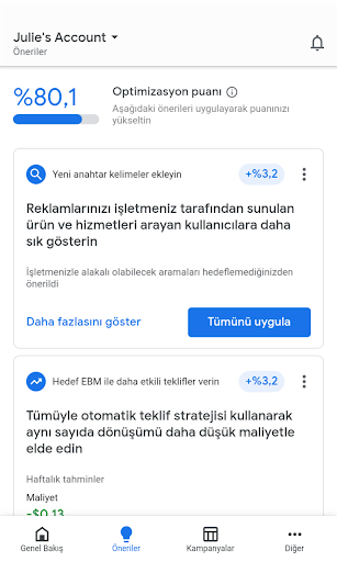 Google Ads ekran görüntüsü