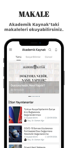 Akademik Kaynak - Makaleler ekran görüntüsü