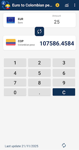 Euro to Colombian peso ekran görüntüsü