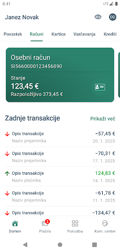 Mobilna banka mLON ekran görüntüsü