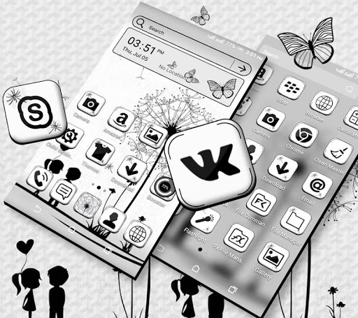 Black And White Launcher Theme ekran görüntüsü