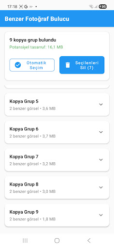 Benzer Fotoğraf Temizleyici AI ekran görüntüsü