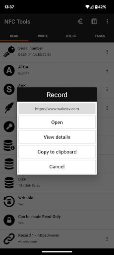 NFC Tools ekran görüntüsü