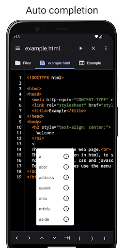 WebCode - html, css, js ide ekran görüntüsü