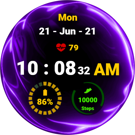 Fluid Purple Watch Face ekran görüntüsü
