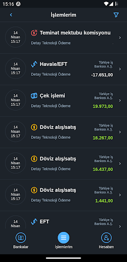Detay e-Hesap ekran görüntüsü
