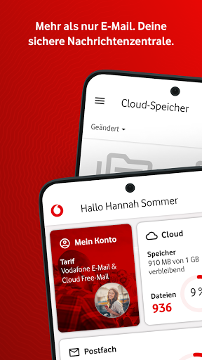 Vodafone E-Mail & Cloud ekran görüntüsü