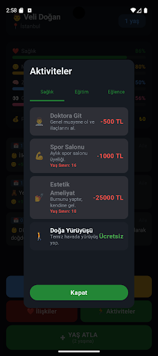 Hayat Simülasyonu: Türkiye ekran görüntüsü