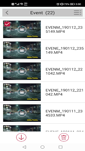 Dash Camera Interface ekran görüntüsü