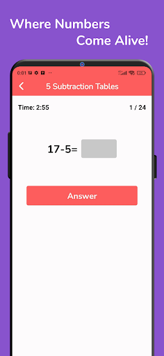 Subtraction Tables ekran görüntüsü