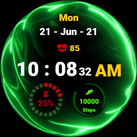 Fluid Green Watch Face ekran görüntüsü