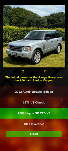 Range Rover SUV Model Quiz ekran görüntüsü
