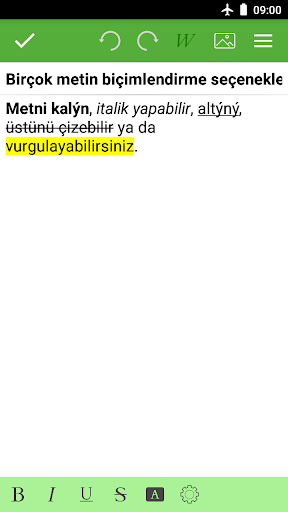 Not Defteri, Notlar, Listeler ekran görüntüsü