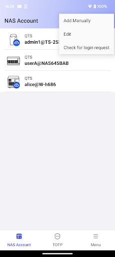 QNAP Authenticator ekran görüntüsü