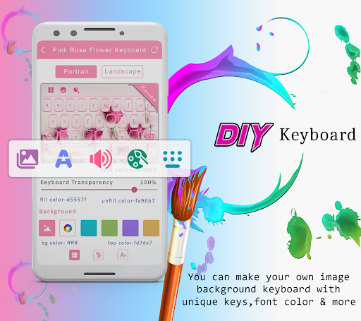 Pink Rose Flower Keyboard ekran görüntüsü