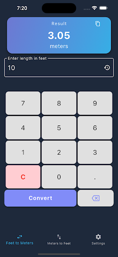 Meters to Feet Converter ekran görüntüsü