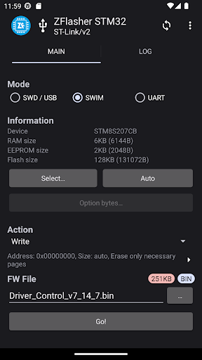 ZFlasher STM32 ekran görüntüsü