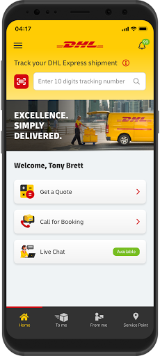 DHL Express Mobile ekran görüntüsü