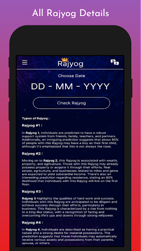 Numerology - Find Rajyog - DOB ekran görüntüsü