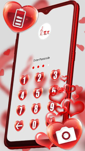 Red Glass Heart Launcher Theme ekran görüntüsü