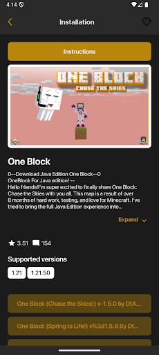 Bir Blok Mod Minecraft PE ekran görüntüsü