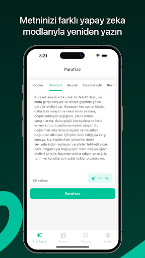 Açıklama Aracı - Yeniden Yazma ekran görüntüsü