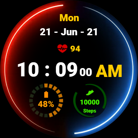 Neon Blue Red Watch Face ekran görüntüsü