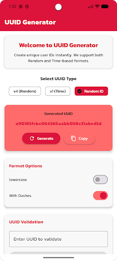 UUID Generator ekran görüntüsü