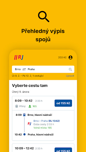 RegioJet ekran görüntüsü