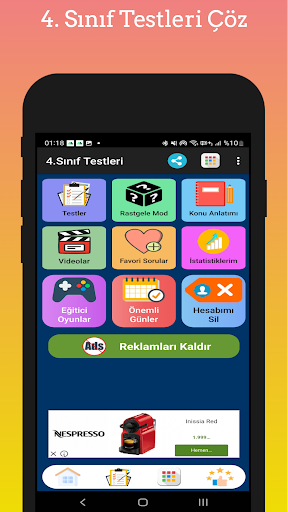 4. Sınıf Test Çöz Tüm Dersler ekran görüntüsü