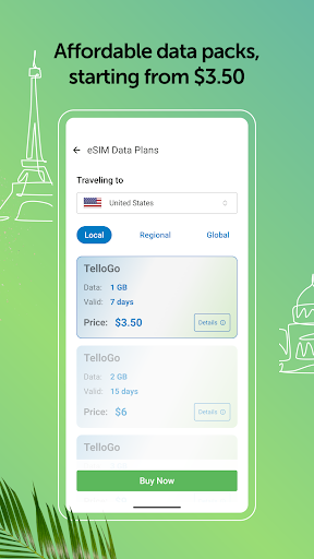 MobileSIM: Travel eSIM Data ekran görüntüsü