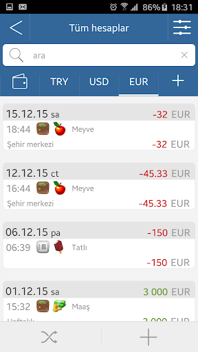 Cüzdanlarım ekran görüntüsü
