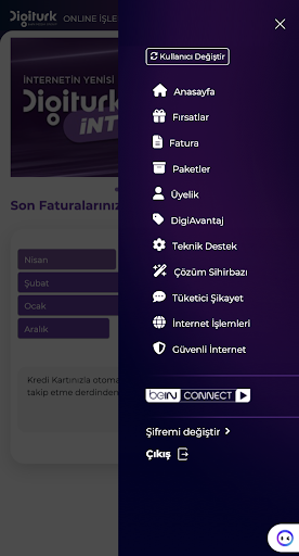 Digiturk Online İşlemler ekran görüntüsü