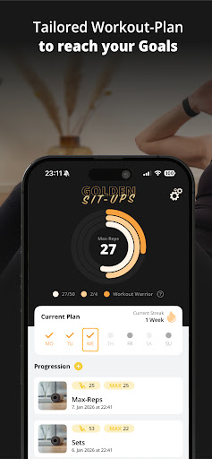 GOLDEN Sit ups - Abs Workout ekran görüntüsü